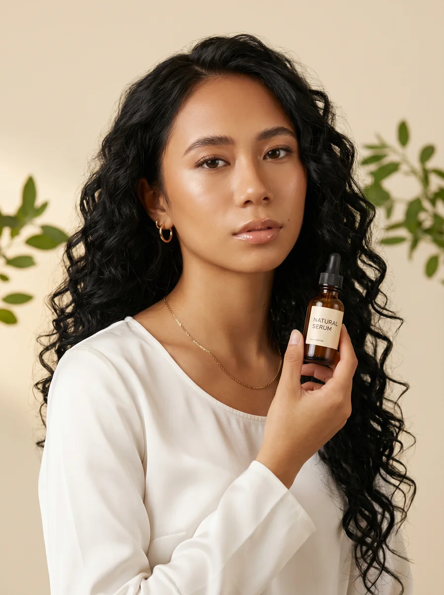 Prírodná kozmetika Panakeia — modelka so sérom